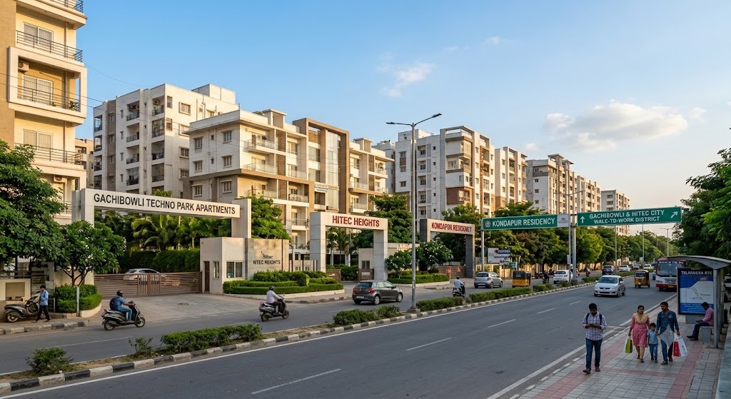 Renting in Hyderabad: Gachibowli and HITEC City street scene