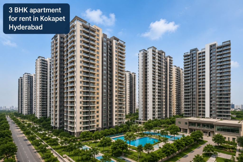 Gated community high-rise towers in Kokapet skyline