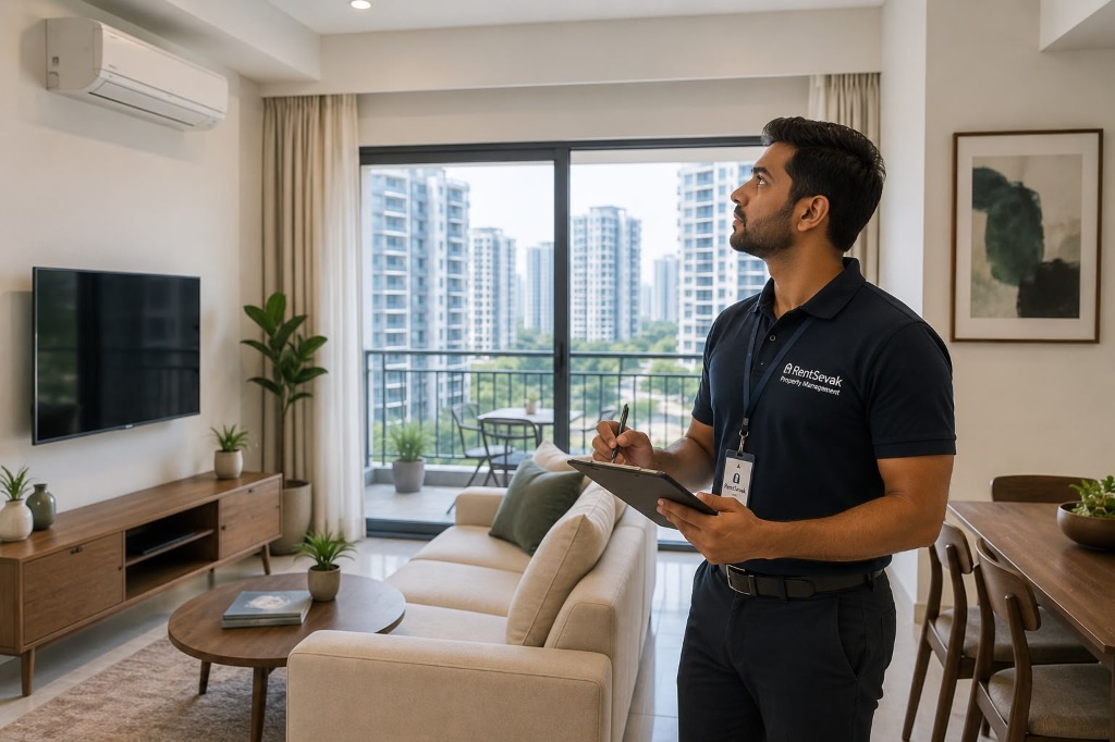 RentSevak property manager conducting apartment inspection
